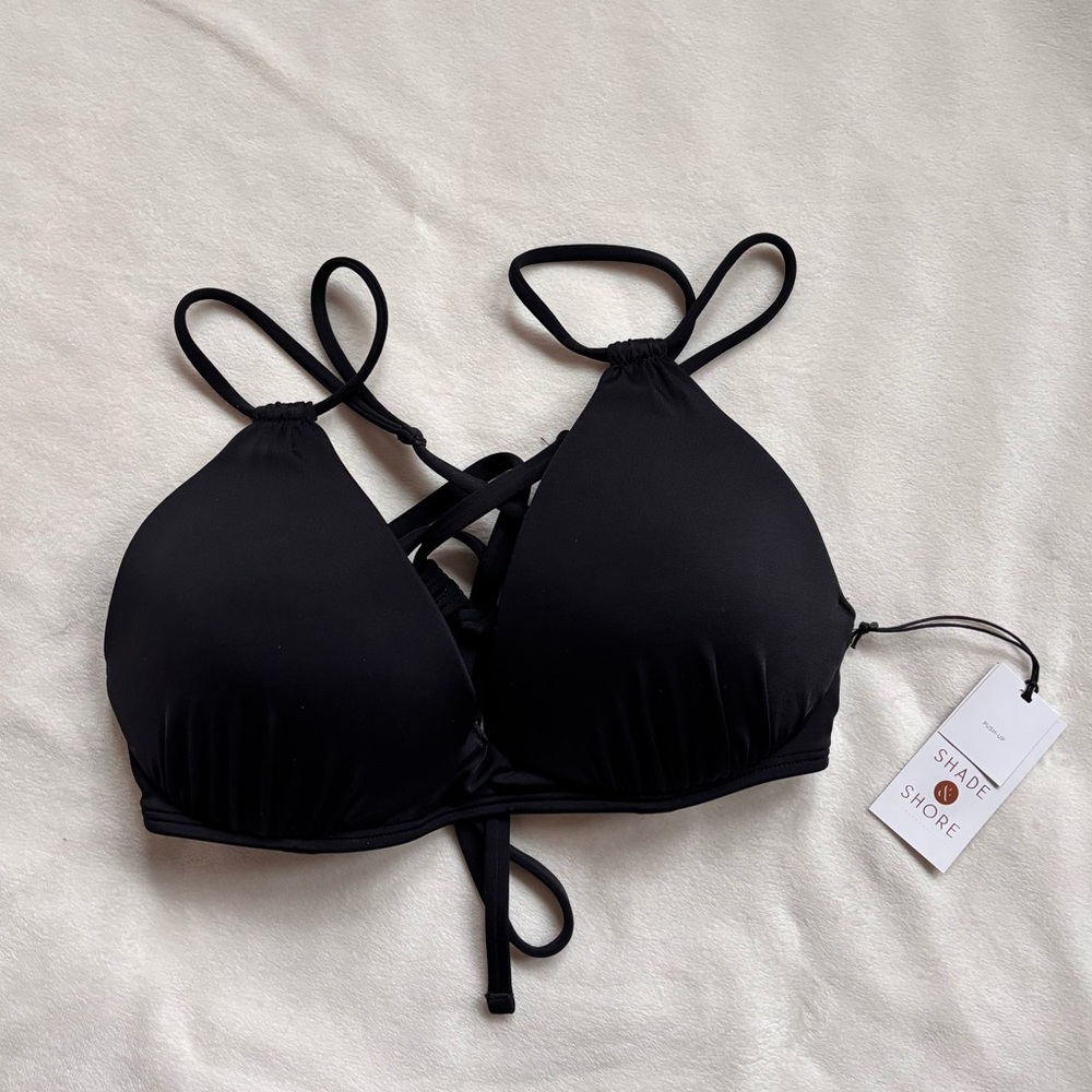 Shade & Shore Black Bikini Top with Crisscross Straps